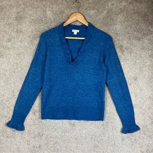 Sundance Sweater Womens Extra Small Blue Pullover V Neck Ruffle Stretch- 4021